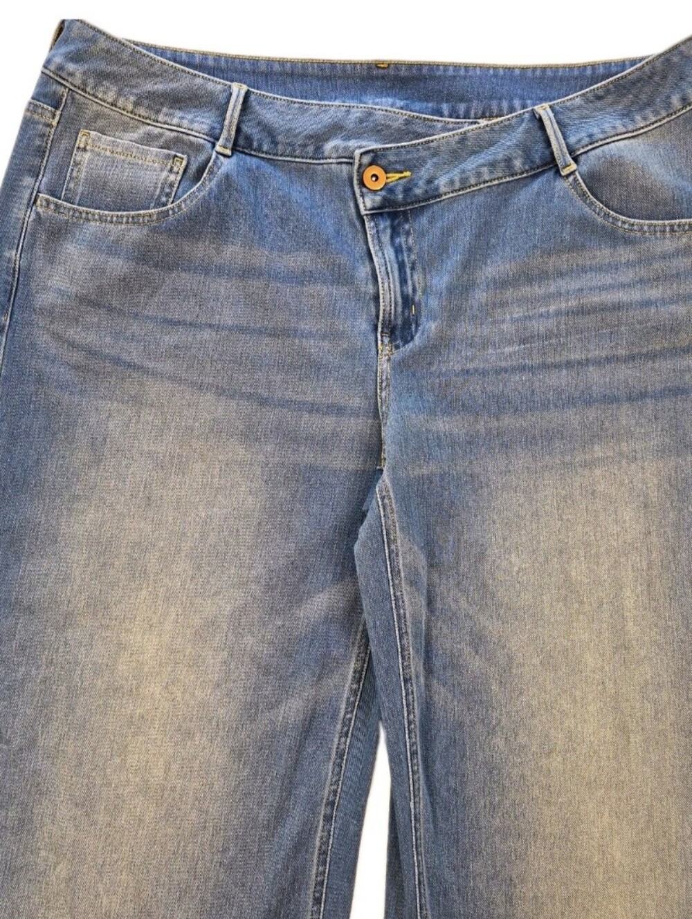 HALARA Wide Leg Womens Jeans Sz XL Med Blue Wash 4 Way Stretch NWOT Sku763